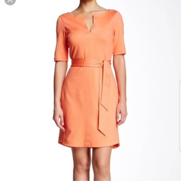 TRINA TURK Orange Sherbet Waist Tie Mini Dress - Picture 1 of 11